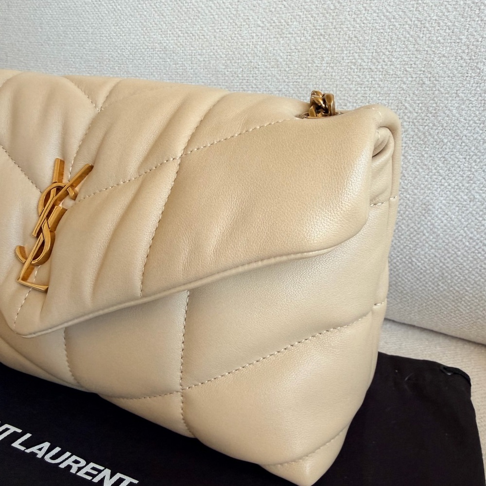 Saint Laurent Toy Puffer Lambskin Quilter Shoulder Bag Beige - Picture 3 of 16